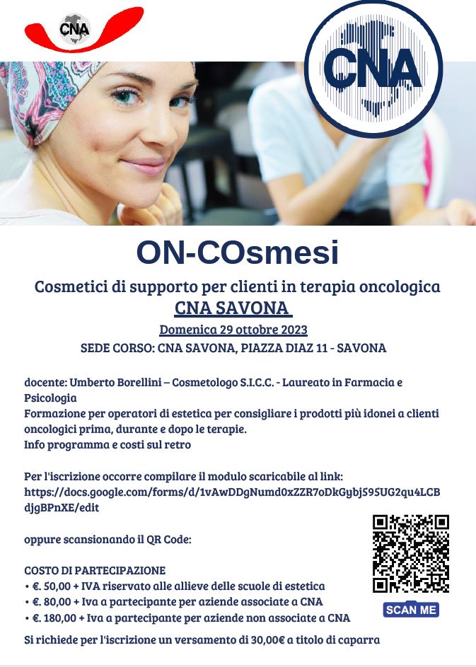 CORSO DI COSMETOLOGIA ONCOLOGICA – DOMENICA 29 OTTOBRE 2023